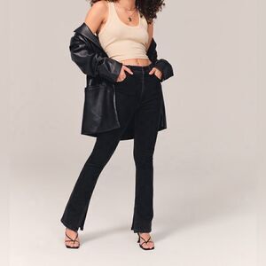 NWT Abercrombie&Fitch The Skinny High Rise Jeans Women's 35/20R Black Split Hem